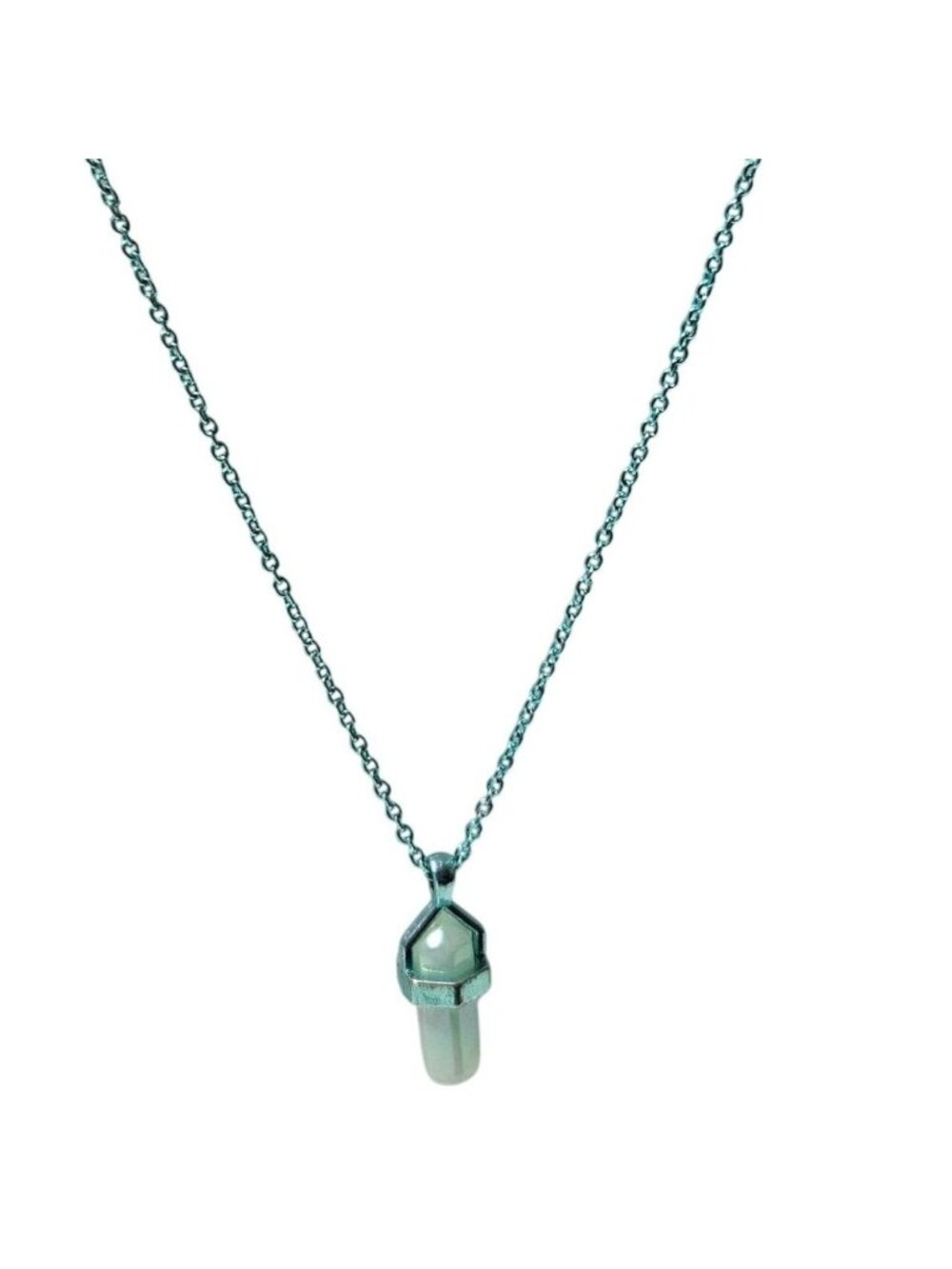 Elegant Green Crystal Point Pendant Necklace Classic Retro Fashion Jewelry Women